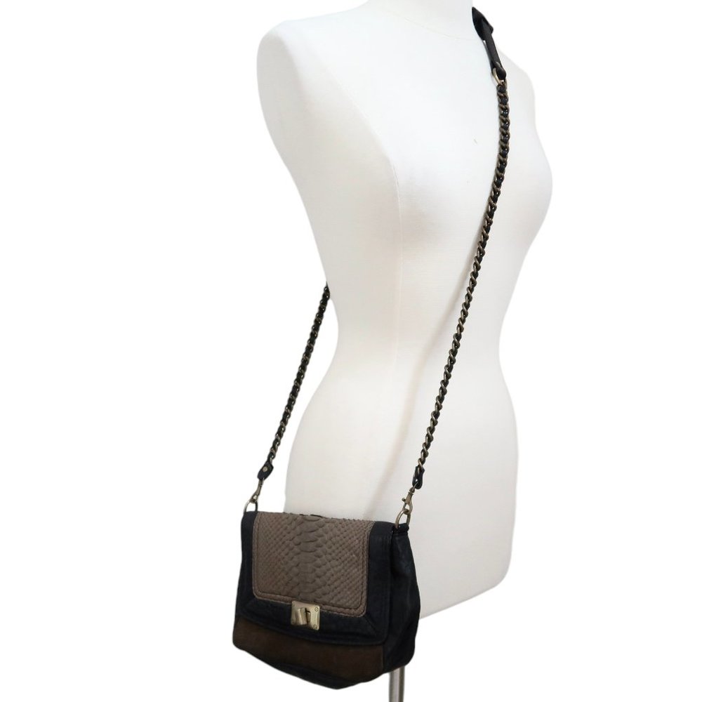 Abaco Python Suede Leather Flap Handbag W Turnlock - image 2